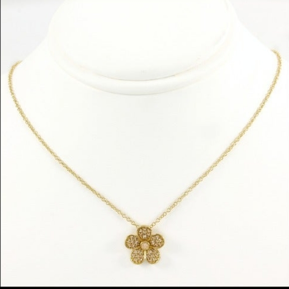 Daisy Necklace Solid 925 SS Gold Plated - Picture 4 of 13